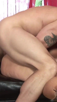 MILF with huge boobs sucks cock on her knees at home