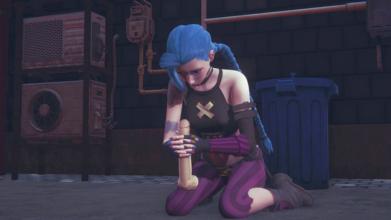 Waifu club 3D: Jinx suka masturbasi kontol besar