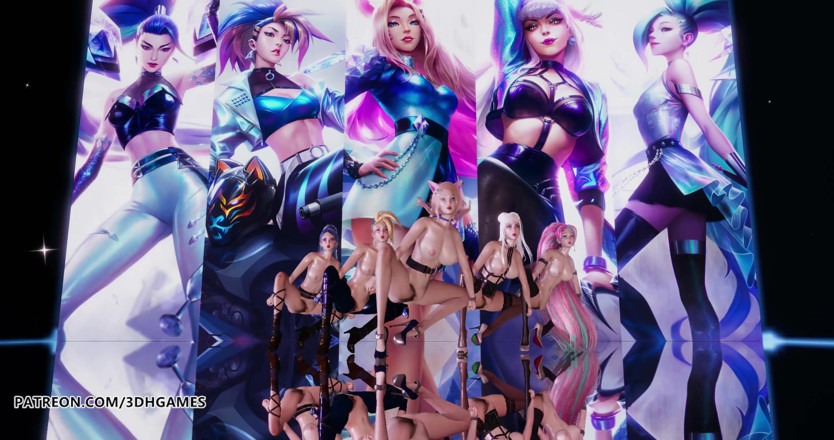 3D-Hentai Games: Everglow - 던 벌거벗은 댄스 Ahri, 아칼리, 에블린, 카이사, 세라핀 3D 에로틱 댄스