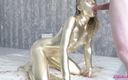 Laloka 4 You: Beauty in gold paint sucks cock and fucks in different...