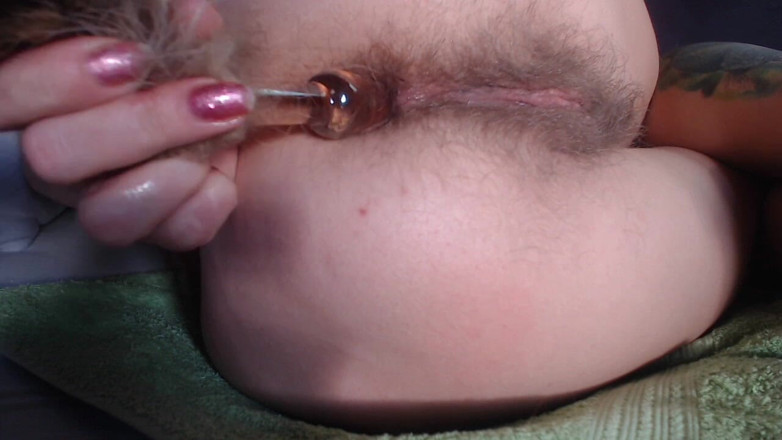 Risky Hairy Couple: Girl Playing with Her Hairy Asshole Tail