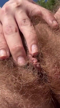 Nude Sunbathing Outside and Showing My Hairy Pussy