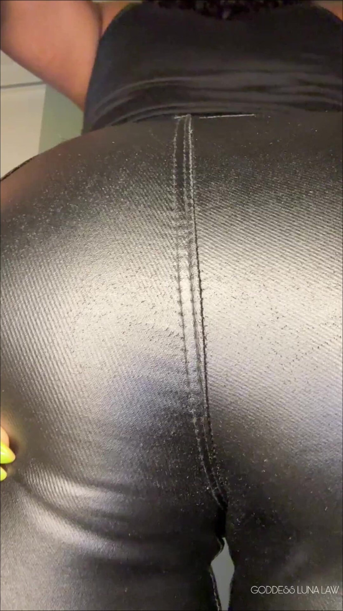Goddess Luna Law: Leather Ass Sniff &amp; JOI - Ebony Goddess Luna Law Makes You...