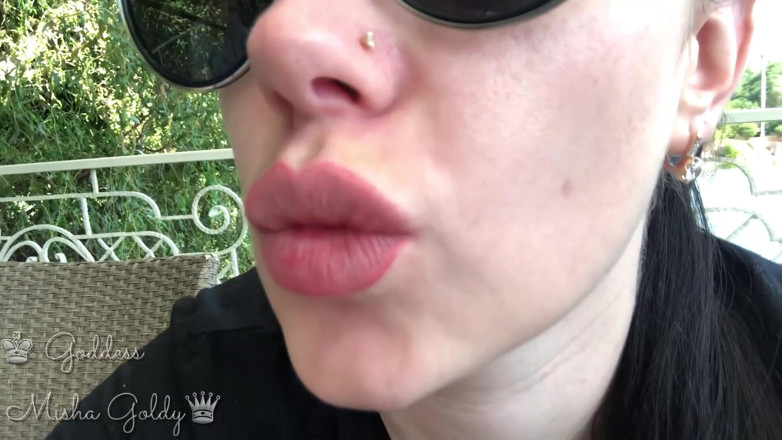 Goddess Misha Goldy: Sexy big lip lick &amp; lip smelling &amp; kiss &amp; glasses fetish on...