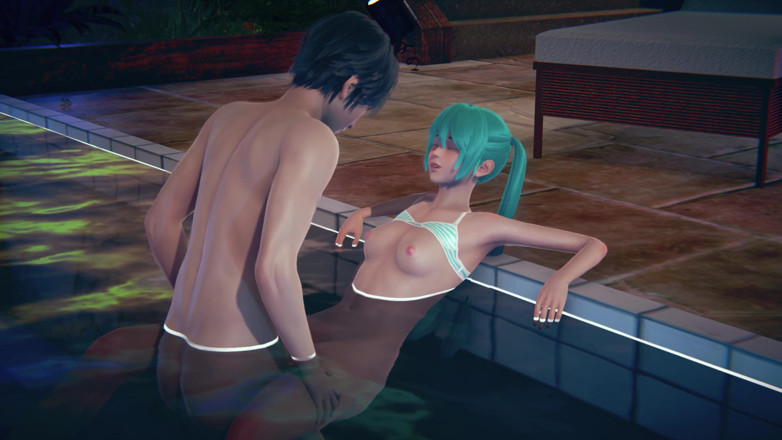 Waifu club 3D: Miku havuzda büyük bir yarakla boşalıyor