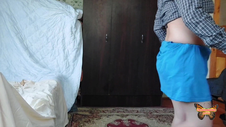 Kitty_Cross: Chlapec oblečen do dívky šaty amatérské bbw bílý crossdresser Femboy Model...