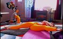 Aurora Willows large labia: Flujo de yoga en pantalones amarillos de yoga