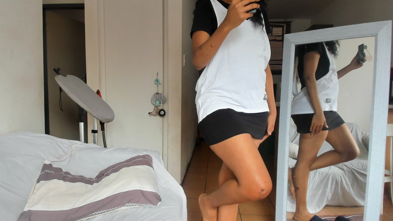 AnalEbony: 흑누나 거울 반사