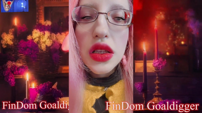 FinDom Goaldigger: Jerking off goof transformation for big red lips