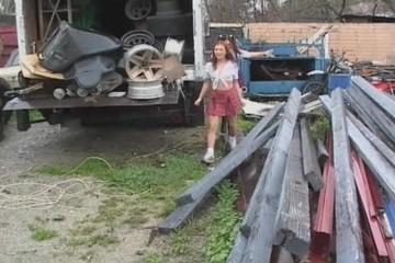 Vintage megastore: Petite teen in a wild threesome with black cocks.