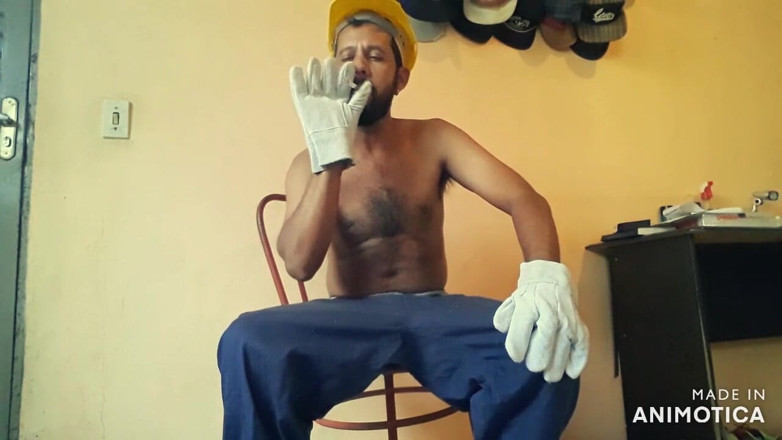 Stink HairyMale: Worker smoking, sagging, gloves