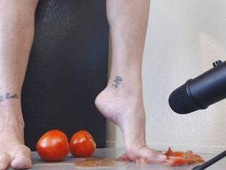 TLC 1992: ASMR tomatoes barefoot smooshing