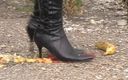 Foot Girls: Crushing food outdoors with my high heels