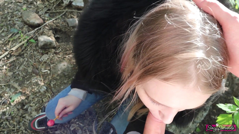 Stacy Starando: Young Girl Gives a Blowjob to Her Friend in a...