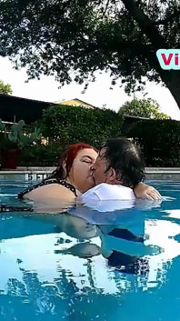 Nurse Vicki and Handsome Harry Are Having Fun Kissing in the Pool!