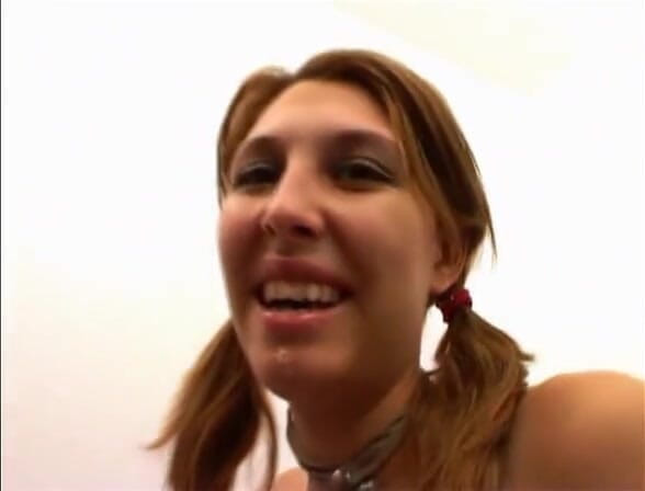 European Classics: Brunette teen rides hard and gets her mouth filled