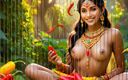 AI Girls: Beautiful Big Breasted Nude Indian Elf Girl with Chili Pepper