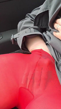 No Panty in Red Pantyhose