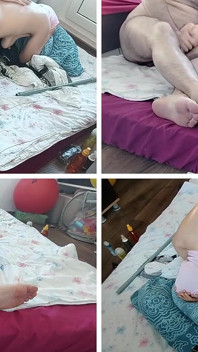 Wife Gives Me a Footjob. I Cum on My Wife's Body