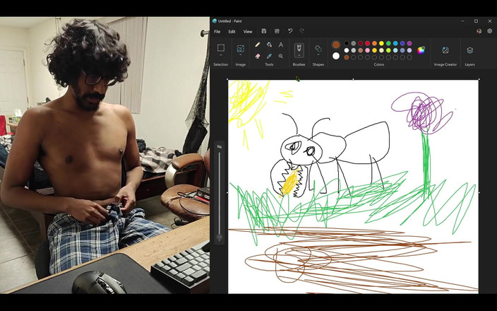 NANDgasm: Împărțind ecranul computerului în timp ce încerc să desenez o furnică în timp...