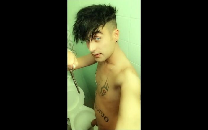 Idmir Sugary: Twink Piss Through Sounding Tube at the College Bathroom - Cock...
