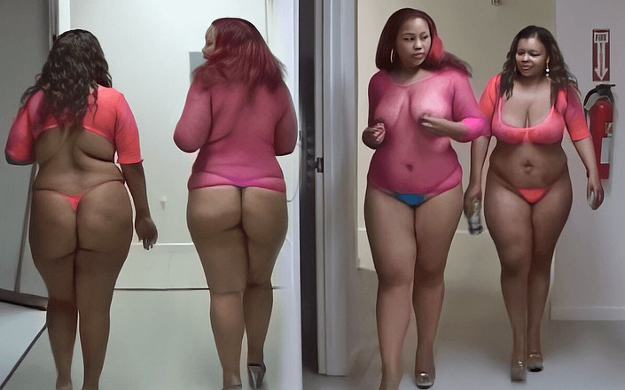 Ebony & Black: 빨간 머리 흑누나 그리고 그녀의 친구가 백인 남자를 함께 빨아