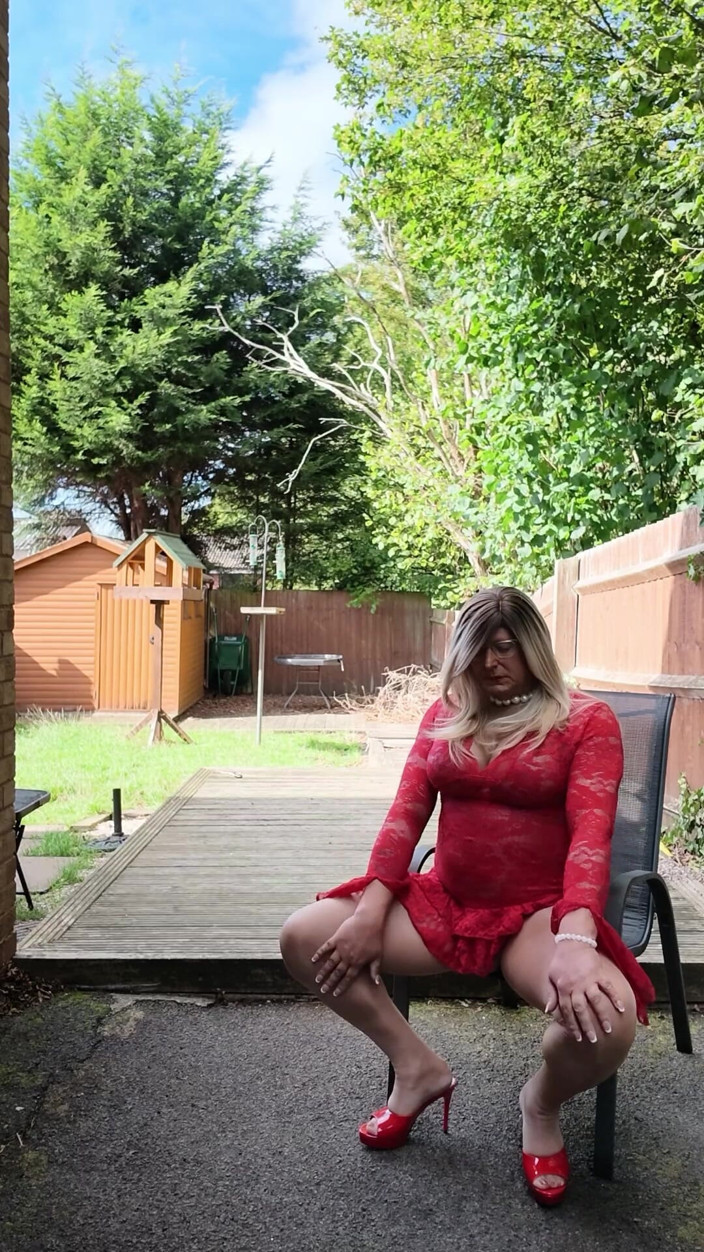 Kelly CD 2022: Sexy Crossdresser Kellycd2022 in My Red Lace Dress and Seamless...