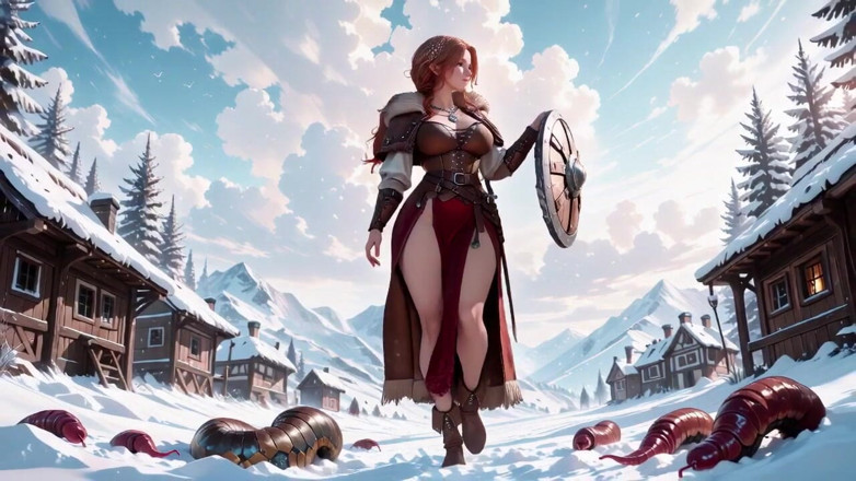 Tay Swift X: Illicit Leather Armor Seduction in Medieval Village. Cold Queen Unzips...