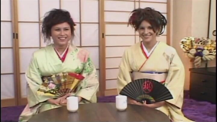 Time To Jerk Off: Naughty babes in yukata costume are having group sex