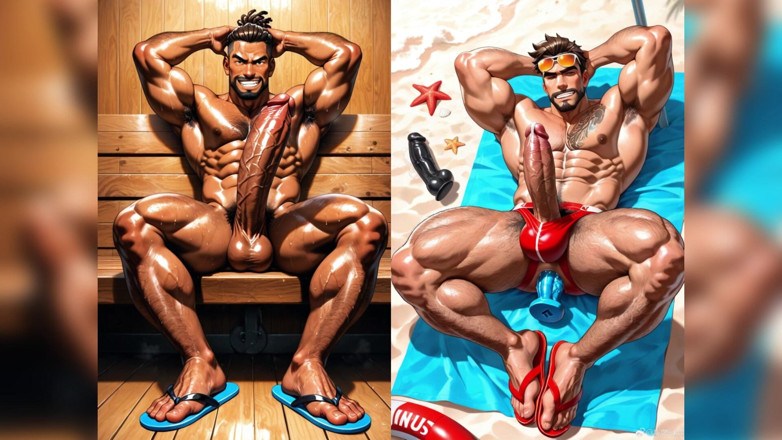 AI gay porn: Büyük yaraklı iri götlü dildo ile sikişiyor