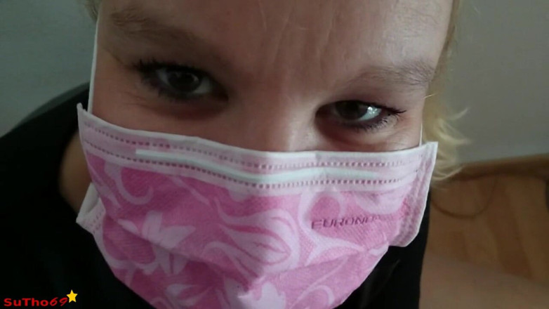 Sutho69: Glove job w/ cum on mask