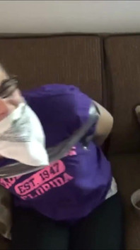 Christian Stepmom Disciplines Sassy Step-daughter with Tape Bondage, Panty Gagging & Spanking!