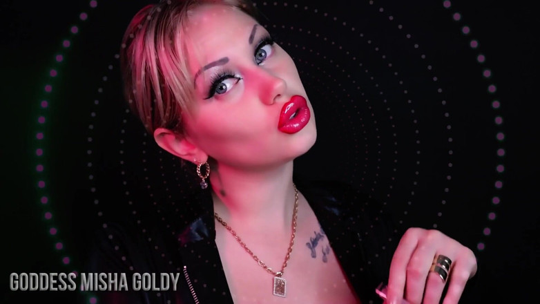 Goddess Misha Goldy: Wer hat die Kontrolle: Du oder meine roten Lippen?