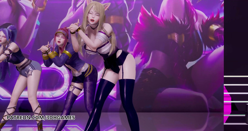 3D-Hentai Games: Black Pink - Jak lubisz ten striptiz, Ahri, Akali, Evelynn, Kaisa,...