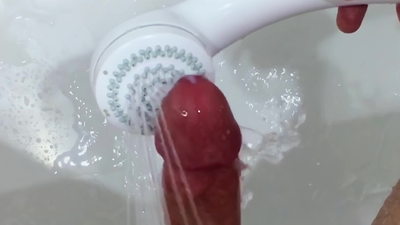 NakedFoxx: Shower Head Frenulum Orgasm and Cum