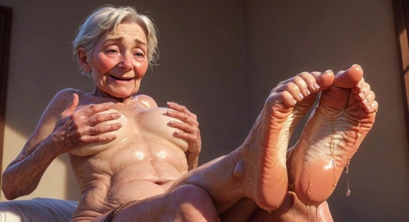 YOUR BEST FANTASY: Old Granny Enjoying Oil Foot Massage - Desperate for Tongue in...