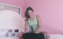 Homegrown Solo Babe: Sky wanks off with a big black vibrating dildo