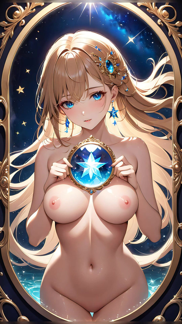 LustRender: Reflexii Starlit - Fată Ai care ține o oglindă magică