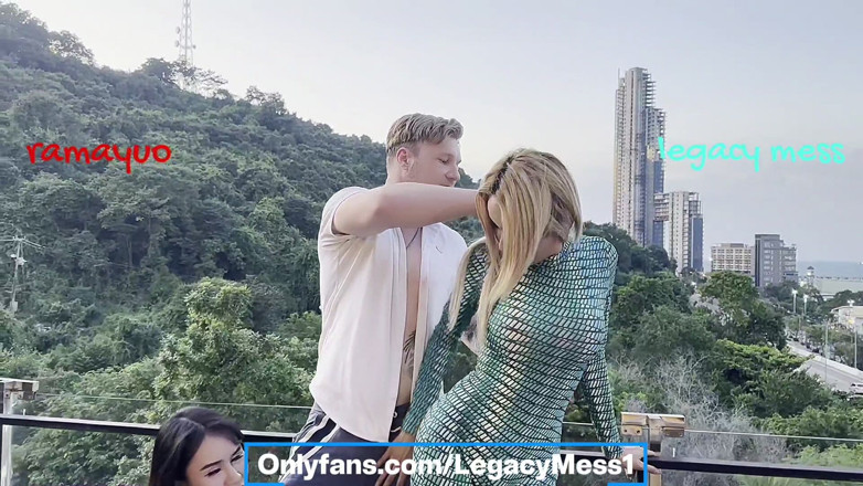 Legacy Mess: Threesome Tow Sexy Stunning Big Tits Big Cock Fucking Outdoor...