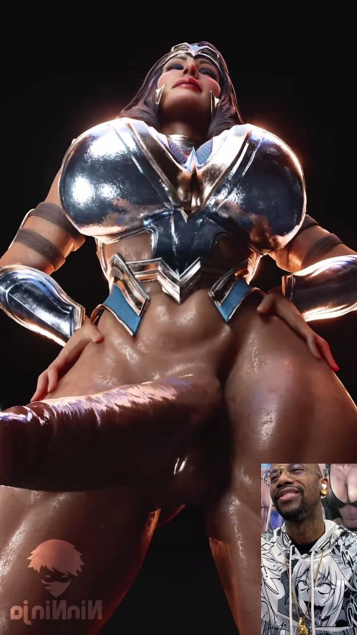 L6RD7BLU3 FUTA: Transgender wonder woman zwaait met haar lekkere vochtige pik voor...