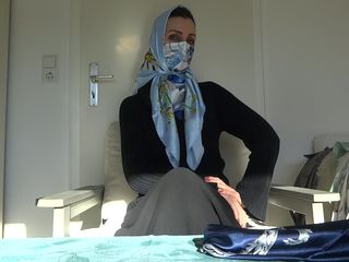 Lady Victoria Valente: Trying on different scarfs masks with headscarves