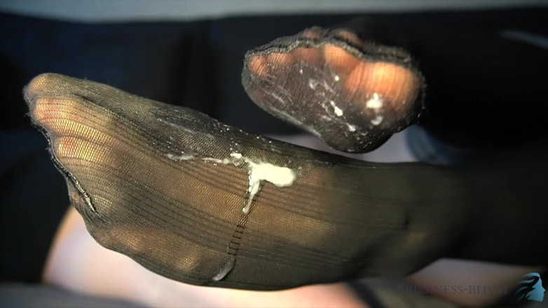 Business Bitch: Business woman after work - footjob ends with cum on her...