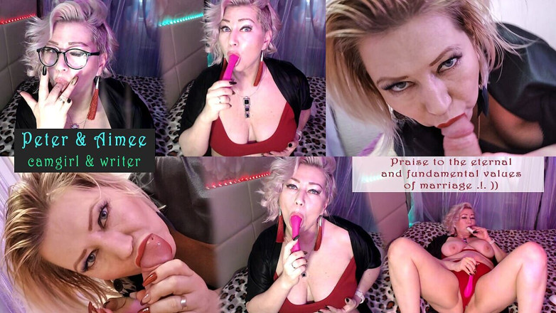 AimeeParadise: O curvă matură, un model de cameră web, suge pula...