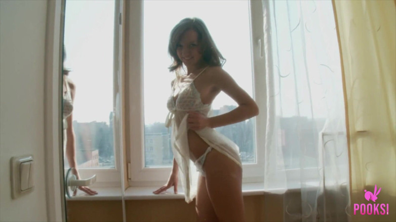Pooksi: Busty Mia spreads her legs and pleasures her wet pussy!