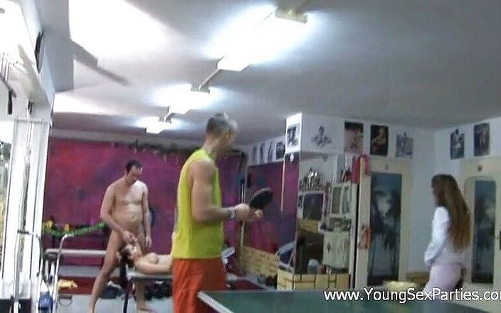 Young Sex Parties: Gym party with a threesome