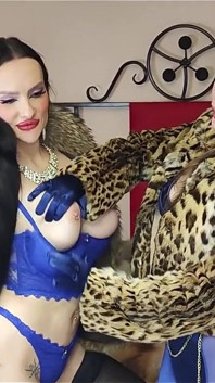Two Gorgeous Girls Try on Expensive Luxury Fur Coats and Branded Python Leather Boots