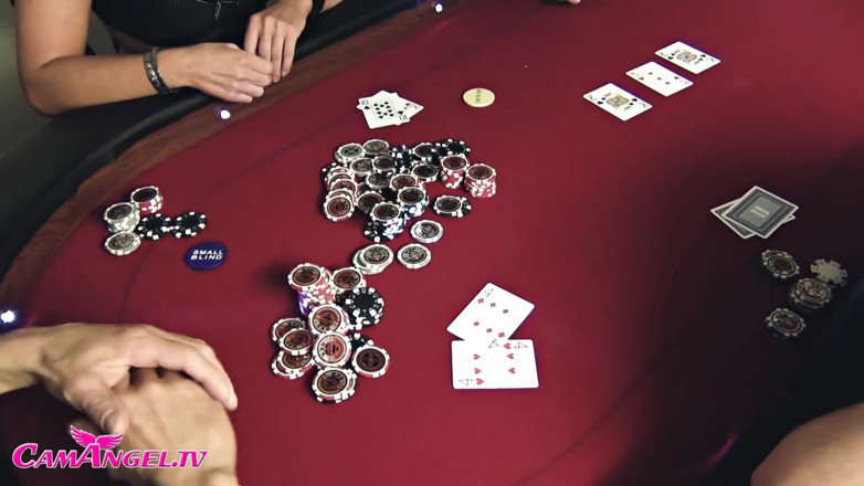 CamAngel: The fucking poker round - 2 queens against 4 jacks