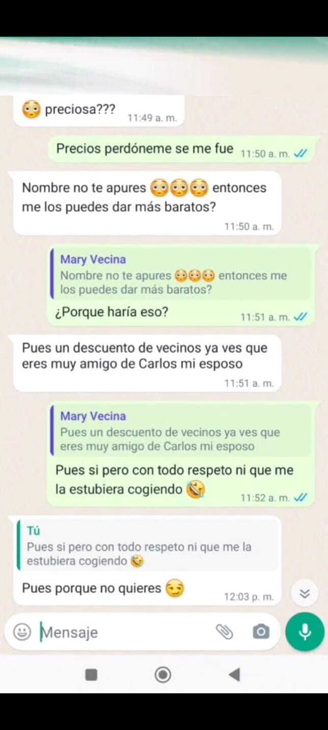 Mexicasero: 太太玛丽又给我发了一条信息，我在她的裙底下拍摄，我取乐她