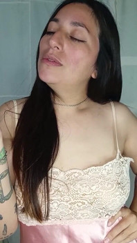 A Chubby Girl Smoking and Playing with Her Boobs