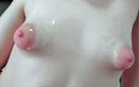 AmaPOV: Cumming over a pair of puffy nippled boobs